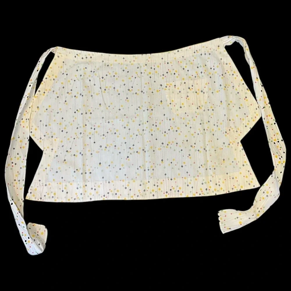 Vintage Apron Handmade Pockets Yellow Framed Geometric‎ Stick and Ball